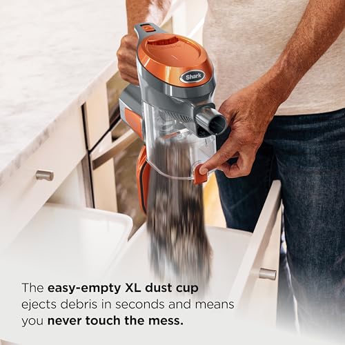 Shark Rocket Corded Stick Vacuum, Carpet & Hard Floors, Gray/Orange, HV301 | Under 9 Lbs., Handheld Conversion, Pet Hair Pickup, Swivel Steering, Low-Profile Reach, Crevice and Upholstery Tools