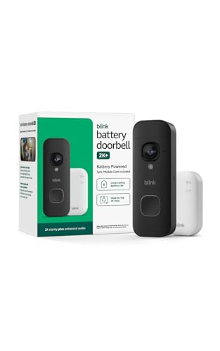 Blink Battery Doorbell 2K+ (newest model) — Wireless video doorbell, 2K video resolution, enhanced audio. Sync Module Core included – System (Black)