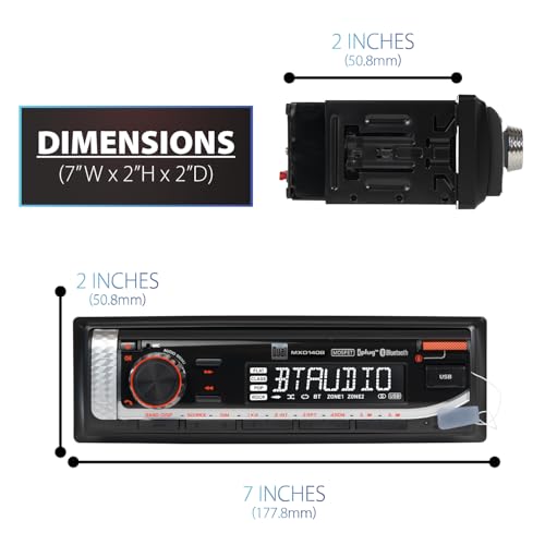 Dual Electronics MXD140B Marine Stereo Bluetooth Single DIN Weatherproof AM/FM
