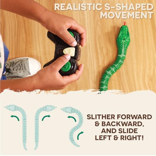 Terra by Battat Remote Control Snake, Emerald Tree Boa, Green, Animals | Electronic snake toy with remote, LED light-up eyes, S-shaped movement, includes 1 snake and 1 remote control, 6+ Years