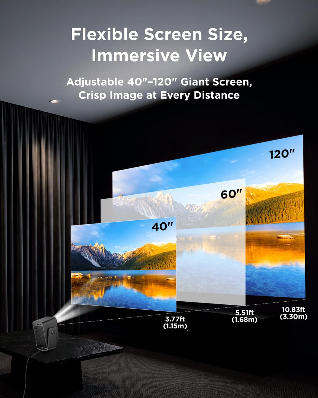 TCL C1 Smart Google TV Projector, WiFi and Bluetooth, 285° Rotating Gimbal | 1080P HDR10，Sealed Optical Engine, Auto Focus & Keystone, 4K Support, Dolby Audio, Portable for Home/Outdoor Movies