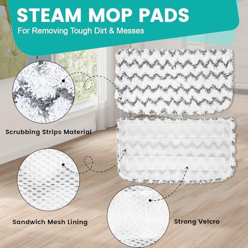 6 Pack Steam Mop Replacement Pads Compatible with Shark Steam Mops | Fit for S1000/S1000A/S1000C/S1000WM/S1001C, Floor Steamer Pads Washable, Reusable Microfiber Cleaner Pads