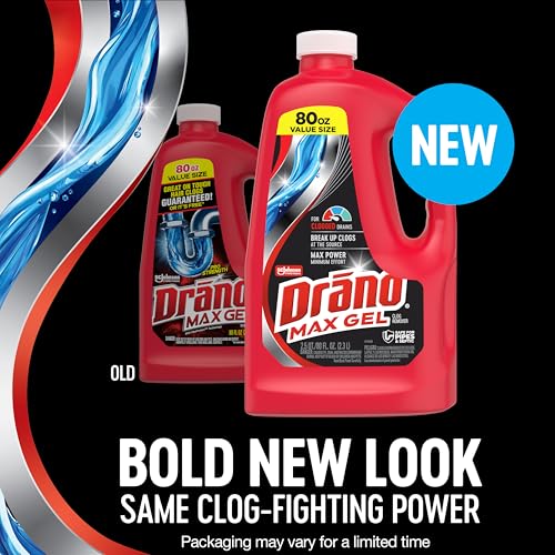 Drano Max Gel Drain Clog Remover & Cleaner, Safe for All Pipes, 80oz 2-Pack