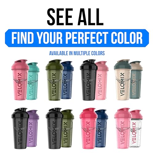 VELOMIX 2 Pack 28oz Protein Shaker Bottle for Protein Mixes, Black/Transpar | 2x Wire Whisk, Leak Proof Shaker Cups for Protein Shakes, Stackable, Dishwasher safe, BPA free, Pre Workout and Fitness ready