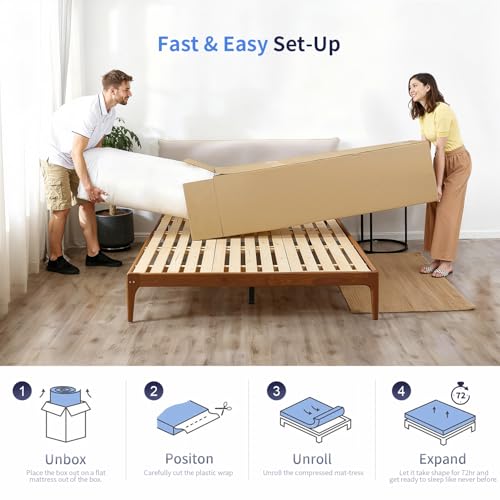 FDW | 8 Inch Twin Mattress | Medium Firm | Gel Memory Foam | White | Dual Construction | Pressure Relief, Cooling Foam, Removable and Washable Cover | Bed in a Box, CertiPUR-US Certified