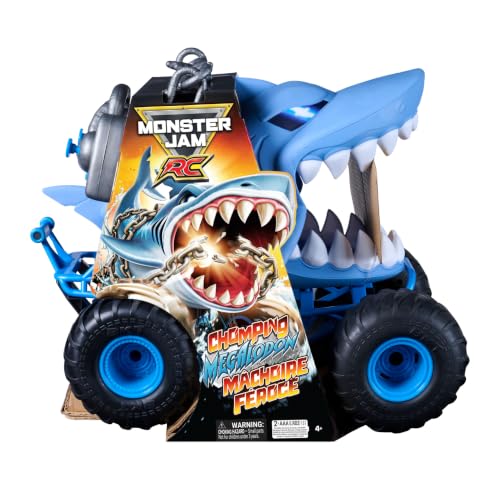 Monster Jam Chomping Megalodon RC Toy Monster Truck, 1:15 Scale | Remote Control Truck Toy, Chomping Action with Wheelies & Spins, Easy to Use Remote, Pretend Play Gifts for Kids Ages 4+