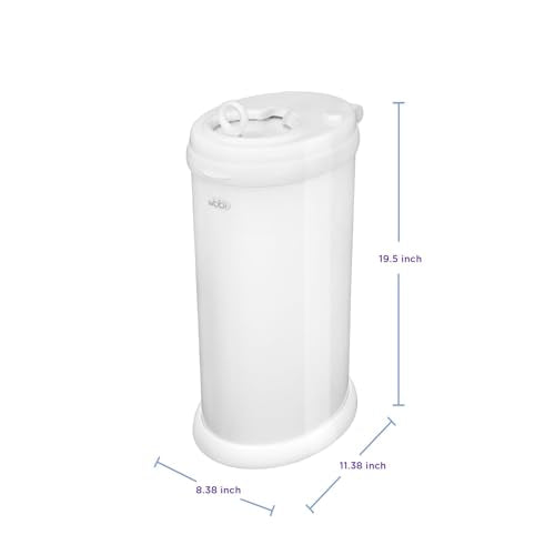 Ubbi Stainless Steel Diaper Pail, No Special Bags, Odor-Locking, White | Award-Winning Registry Must-Have, Childproof Safety Lid with Lock, Holds Up To 55 Newborn Diapers, Modern Nursery Essential