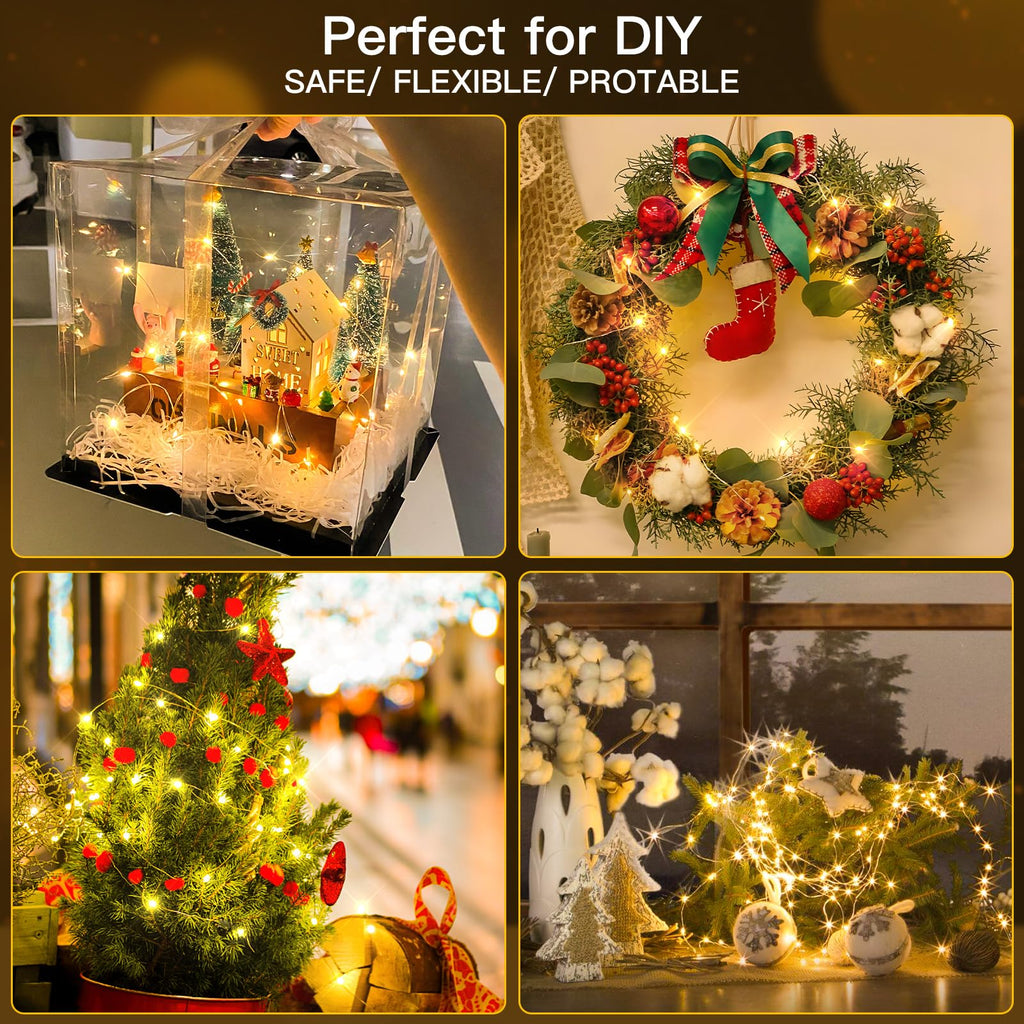 suddus Fairy Lights Battery Operated with Remote, 33ft 100 LED Dimmable Twinkle Lights with Timer, Waterproof Copper Wire String Lights for Bedroom, Christmas, Tree, Indoor Outdoor Decor (Warm White)