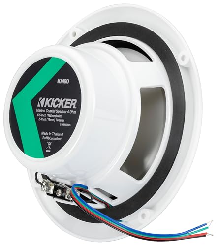 KICKER 51KM604WL KM 6.5" 4Ω LED Marine Coaxial Speakers - Pair
