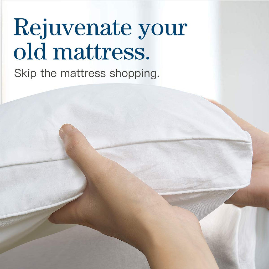 COONP Queen Mattress Topper, Cotton Extra Thick Pillow Top Mattress Pad | 100% Cotton Top Bed Topper Protector, Cooling Mattress Cover for Back Pain, Soft Breathable for Hot Sleeper, White