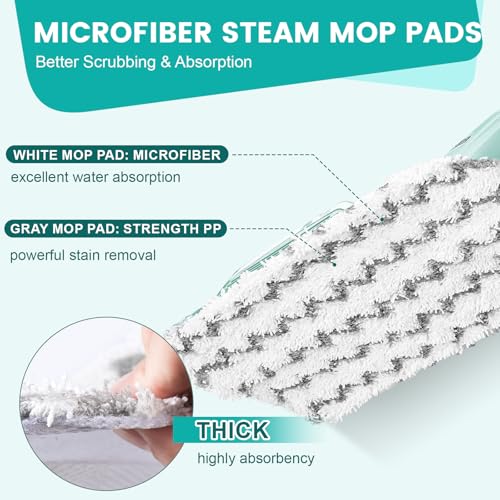 6 Pack Steam Mop Replacement Pads Compatible with Shark Steam Mops | Fit for S1000/S1000A/S1000C/S1000WM/S1001C, Floor Steamer Pads Washable, Reusable Microfiber Cleaner Pads