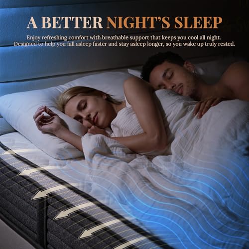 Queen Mattress, 12 Inch Queen Size Hybrid Mattresses in a Box | Medium Feel Foam and Individual Pocket Springs, Fiberglass Free Mattress, Extra Edge Support, Pressure Relief, CertiPUR-US