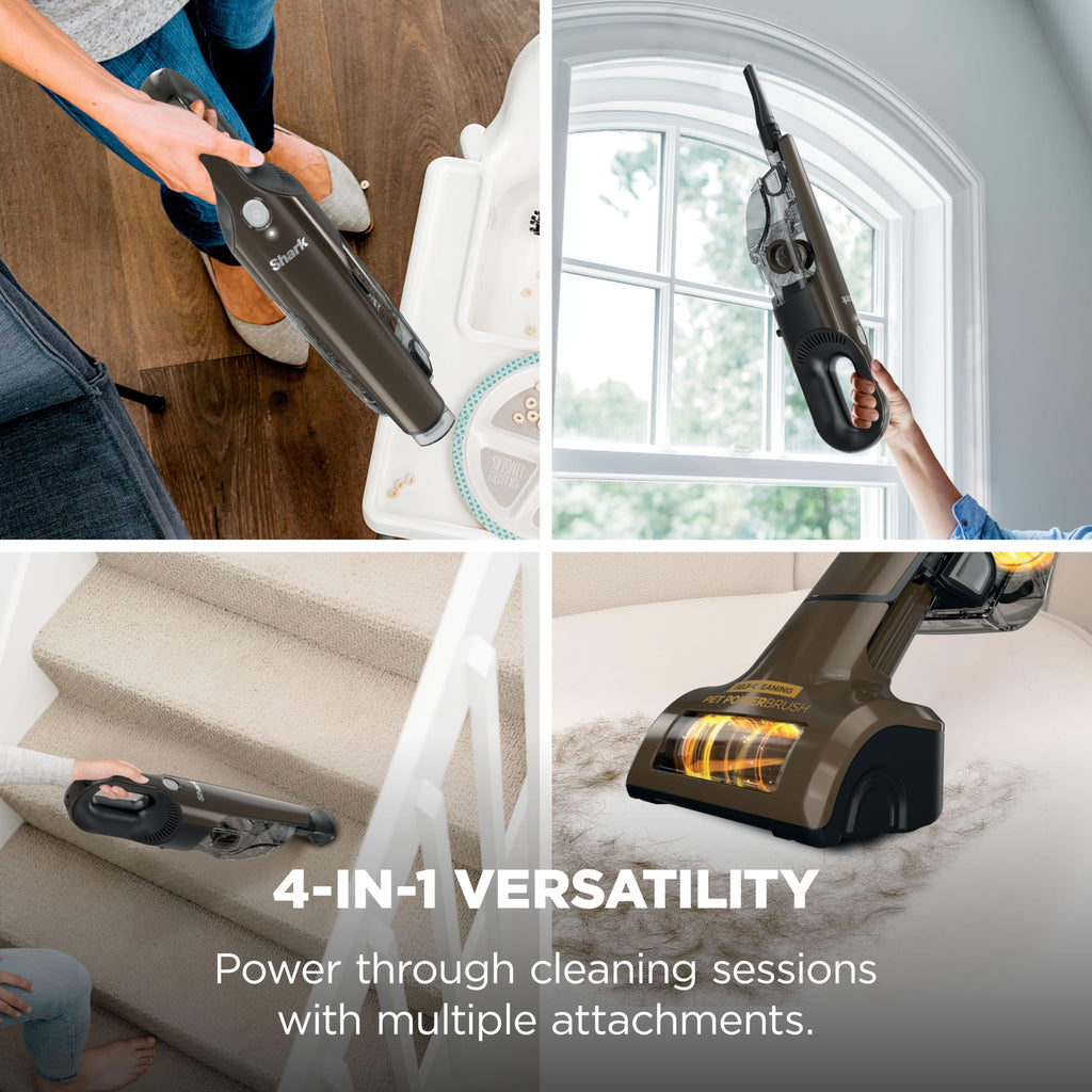 Shark UltraCyclone Pet Pro Plus Cordless Handheld Vacuum, Brown, CH951BR1 | Powerful Suction, Portable Vacuum for Car & Home, Pet Power Brush, Crevice Tool, Scrubbing Brush, XL Dust Cup
