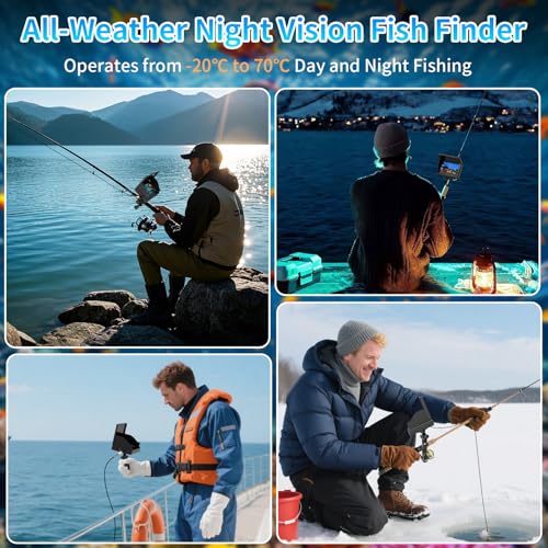 Underwater Fishing Camera TMACTIME 1080P HD, Portable Fish Finder with 4.3" LCD Display & Infrared Night Vision Light, IP68 Waterproof & 5000mAh, Fishing Camera for Ice Lake Boat Kayak Fishing - 15M
