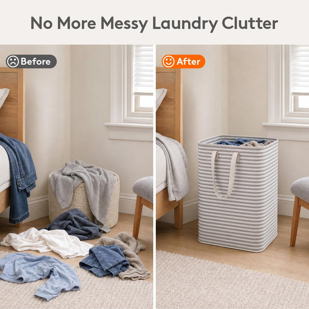 Lifewit 80L Large Laundry Baskets, Laundry Hampers Bags, 2 Pack, Grey | Freestanding, Waterproof, Collapsible Clothes Hamper with Reinforced Handles for Dorm, Laundry Room, Bedroom, Bathroom
