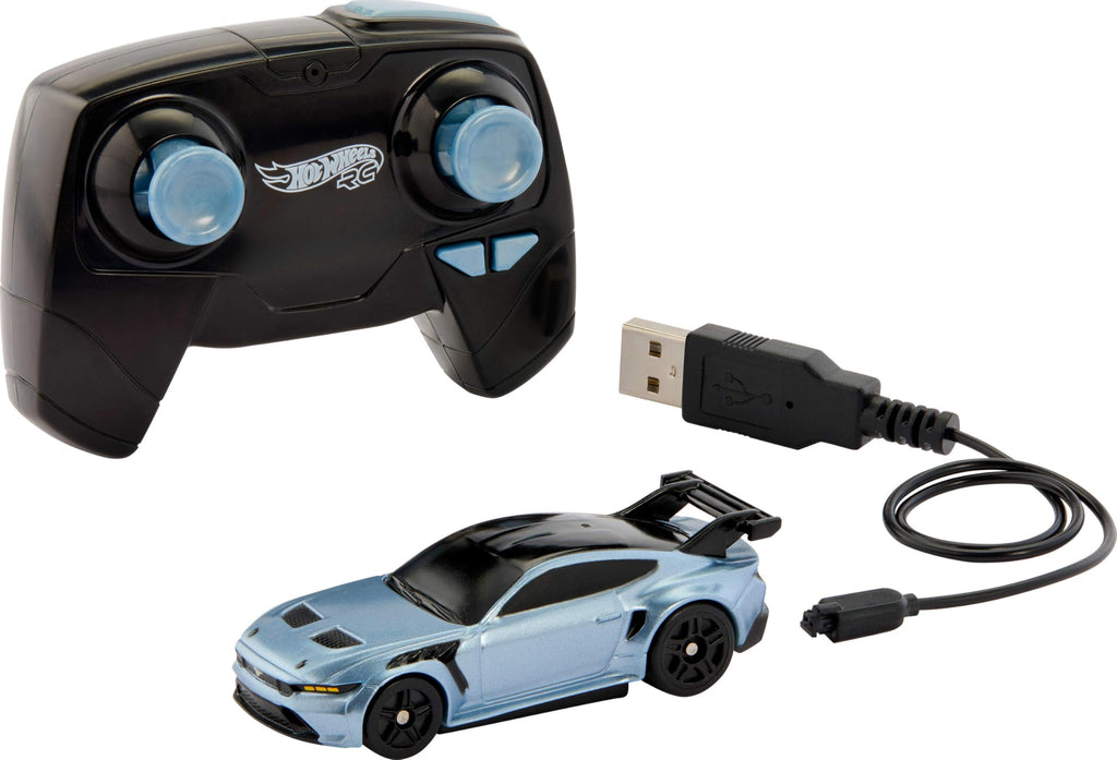 Hot Wheels RC Ford Mustang, Remote-Control Toy Car | 1:64 Scale Booster Button to Race & Stunt On or Off Track, Recharge with USB Cable, Full-Function