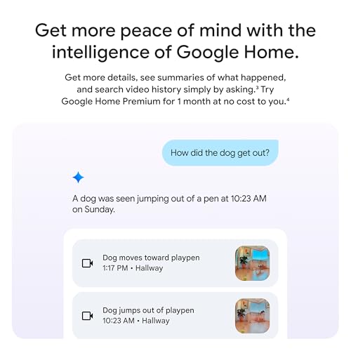Google Nest Cam Indoor (Wired, 3rd Gen) - Security Camera - 2025 - Snow | 2K video, motion detection, color night vision, 2-way audio, works with Google Home and Gemini, intelligent alerts