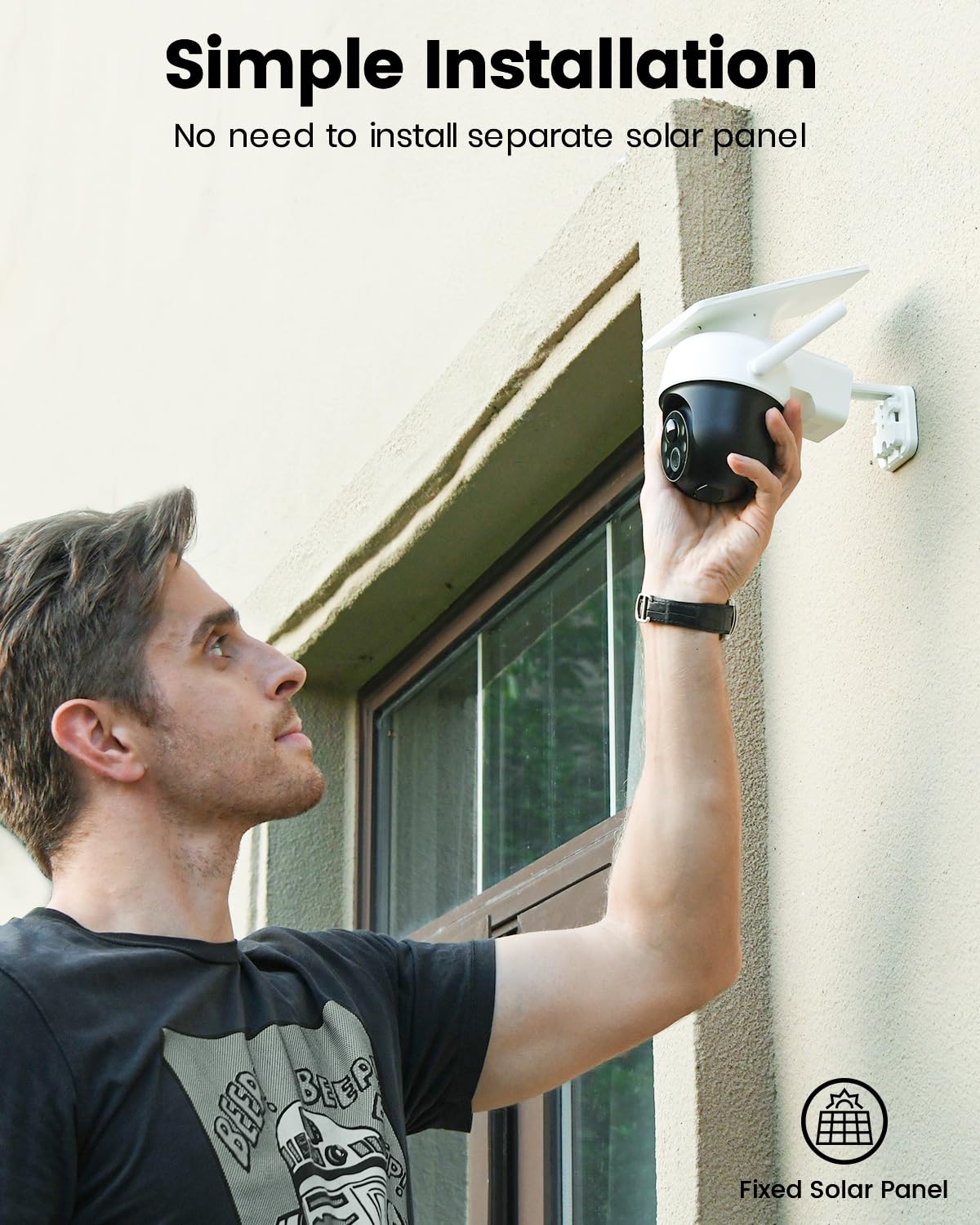 aosu Solar Camera Outdoor Wireless for Home Surveillance,Fixed Solar Panel | Easy to Set up,360° Full Coverage,Auto Person Tracking,2K Clarity&Full-Color Night Vision,Two-Way Talk,2.4GHz WiFi only