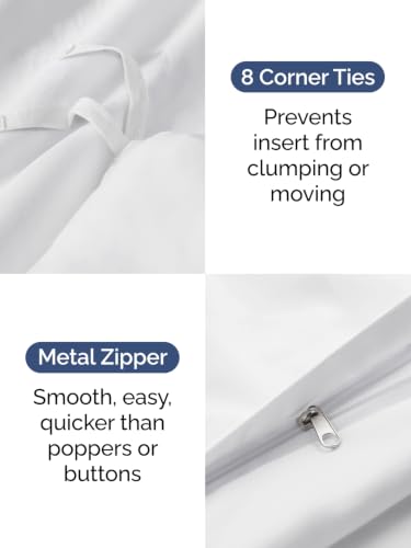 Duvet Cover King Size - Extra Soft 3 Piece with Zipper Closure - White | Extra Soft, Breathable, King Duvet Cover 104" x 90" with 2 Pillow Shams, Zipper Closures & Ties, Women, Men, Kids & Teens
