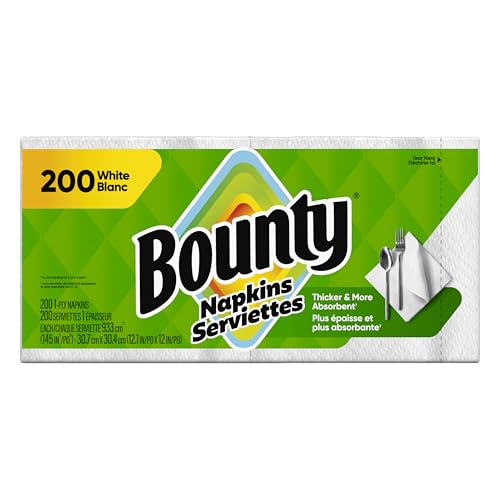 Bounty Paper Napkins, White, 200 Count, Packaging may vary