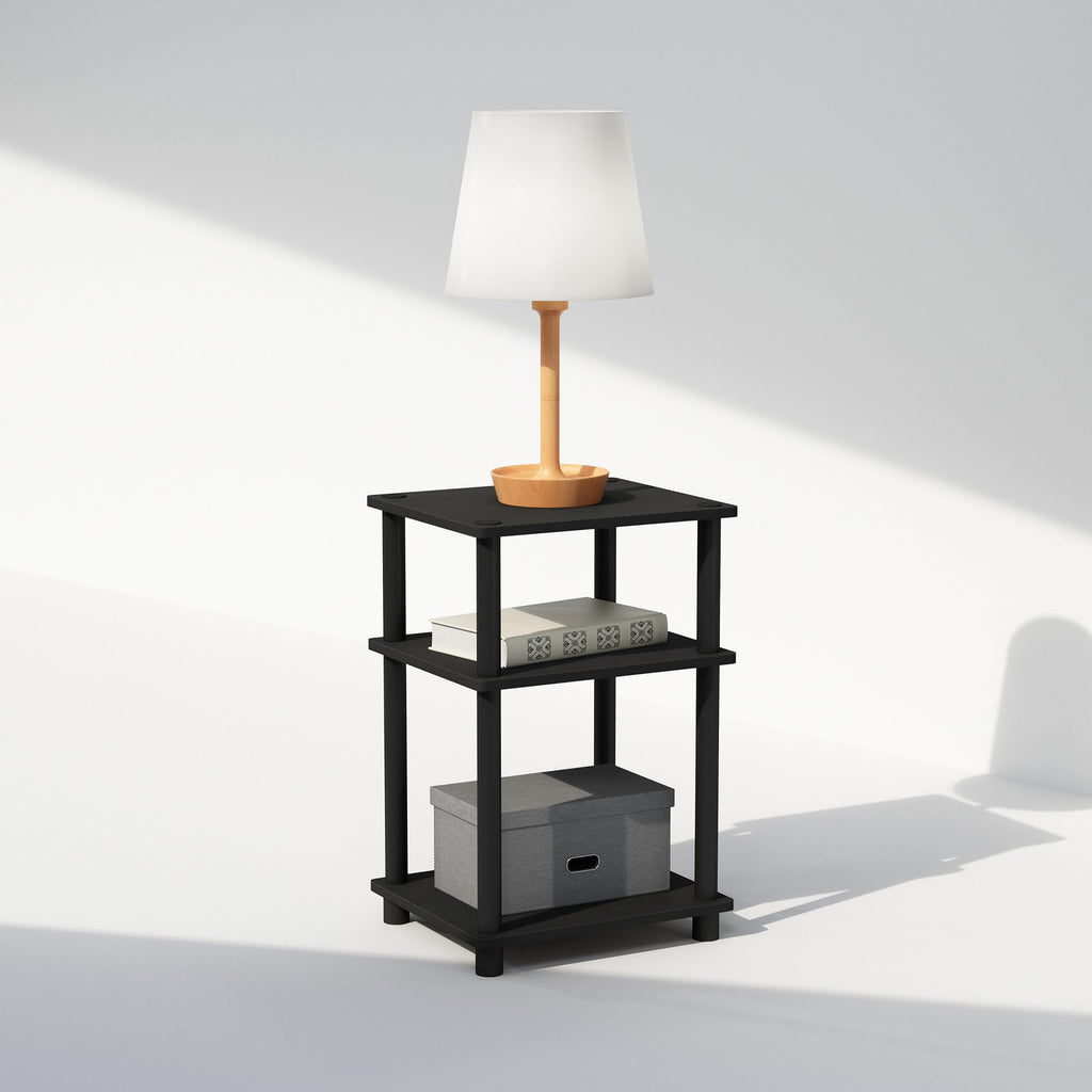 Furinno JUST Toolless 3-Tier Night Stand, Open Storage, Americano | Compact, Narrow Bedside Table, End Table, Side Table, for Bedroom, Dorm