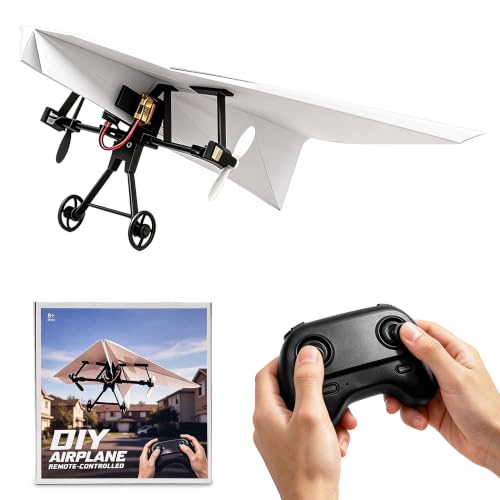 Virellia 1-Pcs DIY RC Paper Airplane Kit for Hobbyists, Pilots & Beginners | DIY Remote Control Airplane Kit for Kids Adults, Easy to Fly with Gyro Stabilizer, Dual Propellers, Lightweight, Foldable