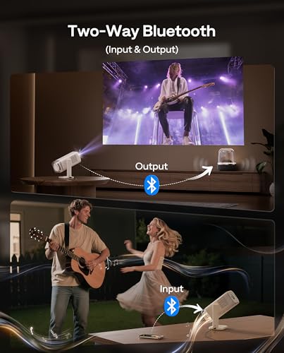 Aurzen BOOM Air Google TV Portable Projector with USB-C Powered, Off-White | Smart Projector with WiFi and Bluetooth, for Outdoor & Home Movie, 4K Supported, Real-Time Focus, Dolby Audio, Flexible Stand