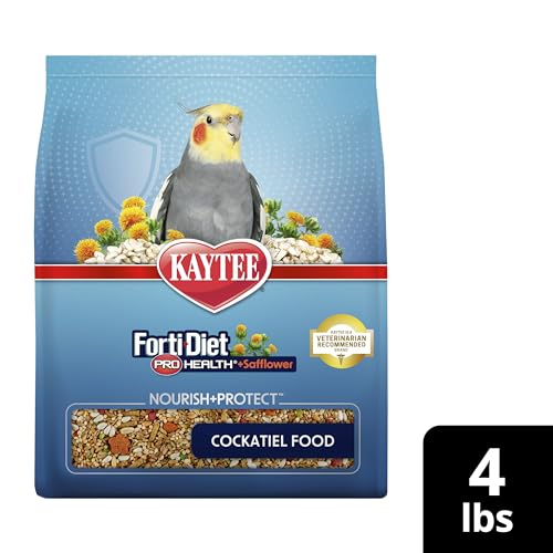 Kaytee Forti-Diet Pro Health+Safflower Nourish+Protect Cockatiel Food | Supports digestive health. Bird food cockatiel with safflower and flaxseed. Cockatiel seed, prebiotics, probiotics