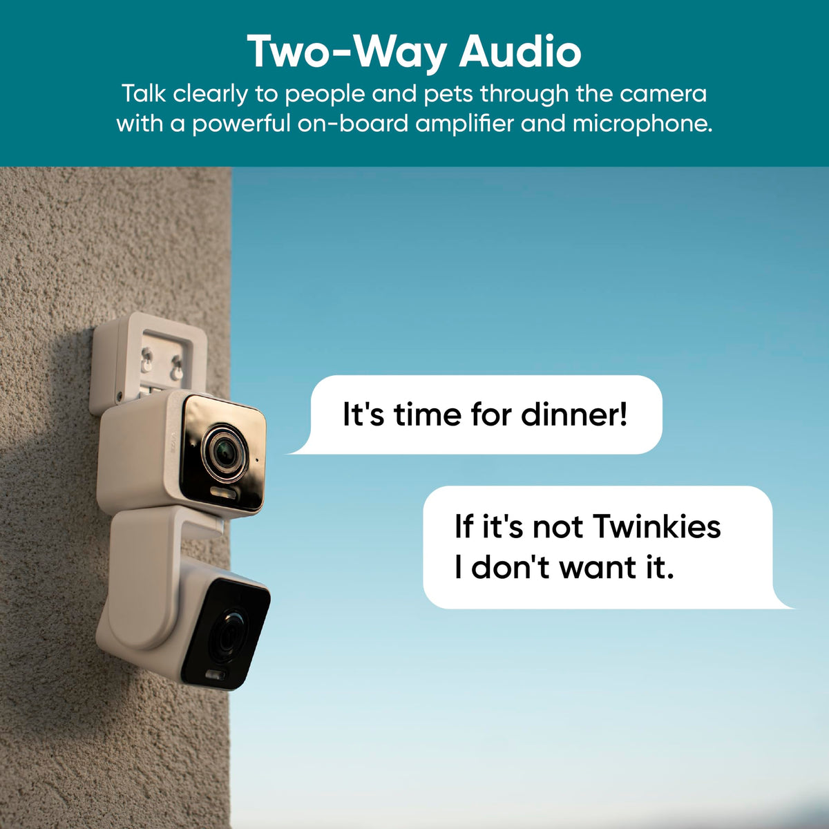 WYZE Duo Cam Pan Indoor/Outdoor IP65 2K 360° Pan/Tilt Smart Home Security Camera with Color Night Vision, Compatible with Alexa & Google Assistant, White