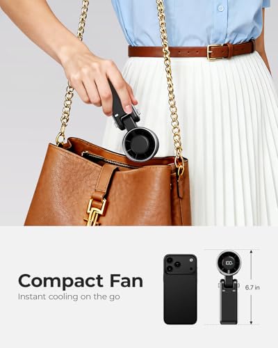 Bearwind Portable Handheld Turbo Fan - 5 Gear High Speed 4000mAh Rechargeable Mini Personal Hand Fan Blow Cold Air, Battery Operated Travel Essentials, Beach Vacation, Gifts for Women, Men (Black)
