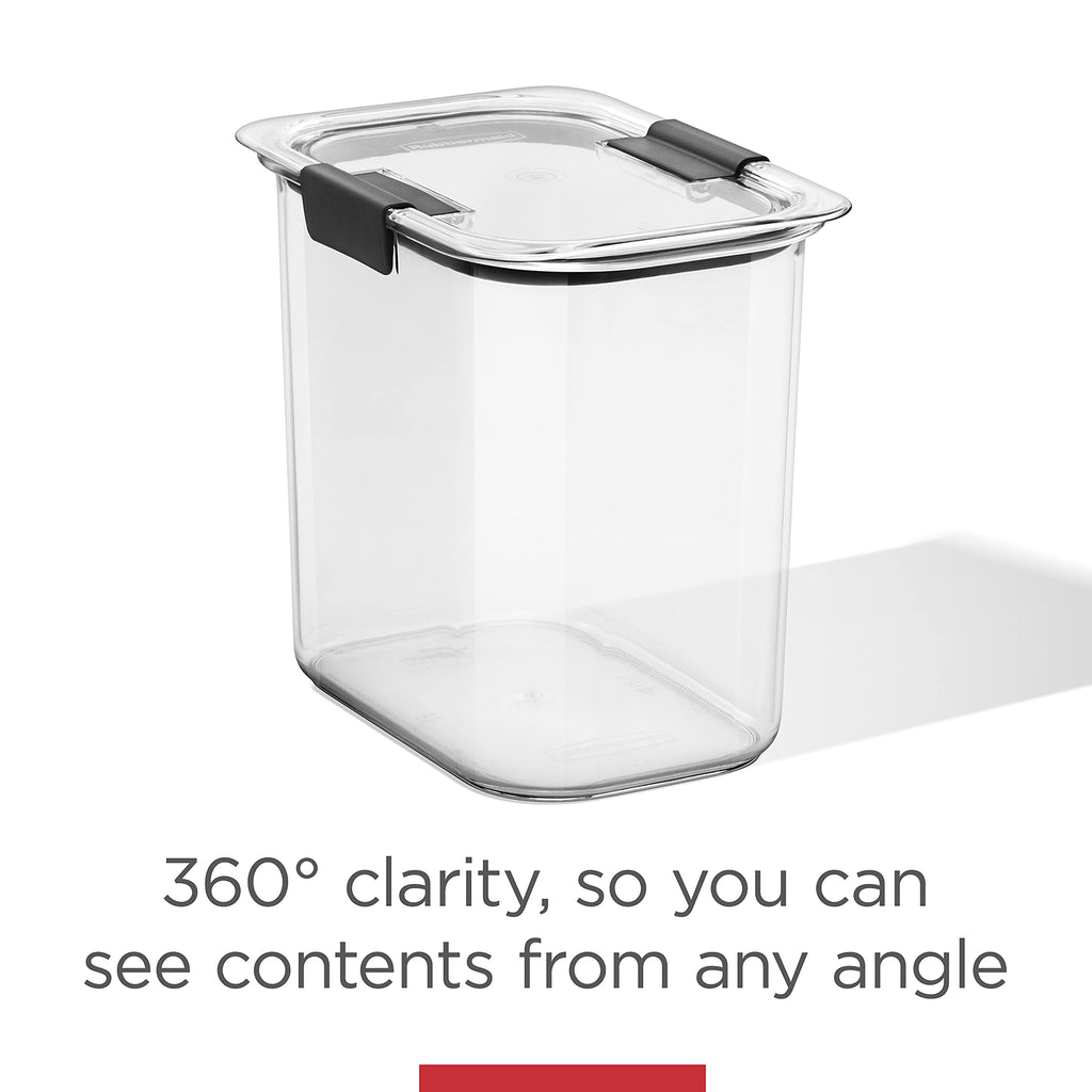 Rubbermaid Brilliance 12-Cup Airtight Food Storage Container, Perfect for Pantry Staples, Clear/Grey