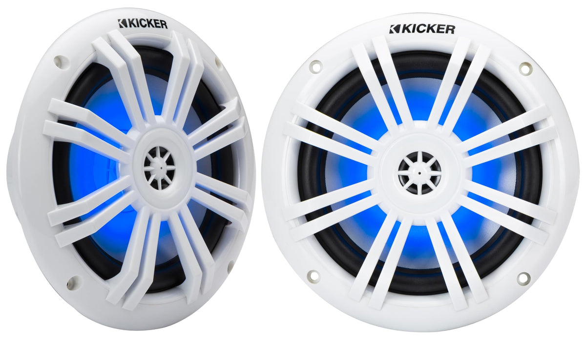 KICKER 51KM604WL KM 6.5" 4Ω LED Marine Coaxial Speakers - Pair