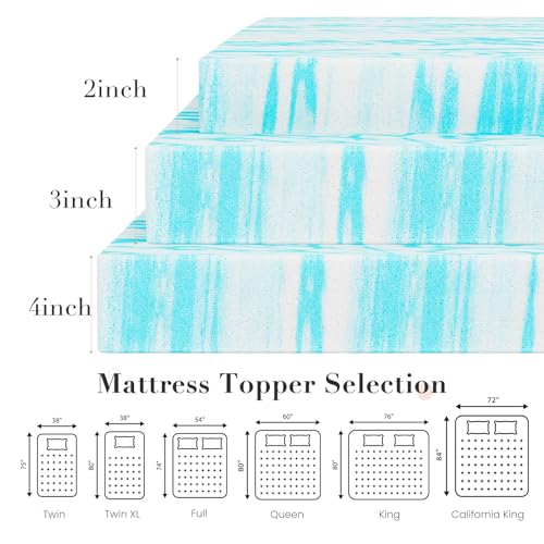 OLIXIS 2 Inch Twin Cooling Gel Infused Memory Foam Mattress Topper, Bed Pad | CertiPUR-US Certified, Soft Ventilated Pressure Relieving Bed Pad in a Box, Breathable Plush Feel