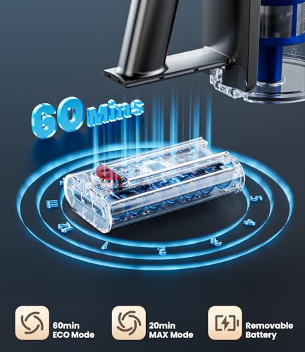 KARDV Cordless Vacuum Cleaner, 500W/40Kpa Vacuum Cleaners for Home, 60Mins Stick Vacuum with LED Display, Anti-Tangle Wireless Vacuum, 8 in 1 Lightweight Vacuum for Hard Floors Carpet Pet Hair