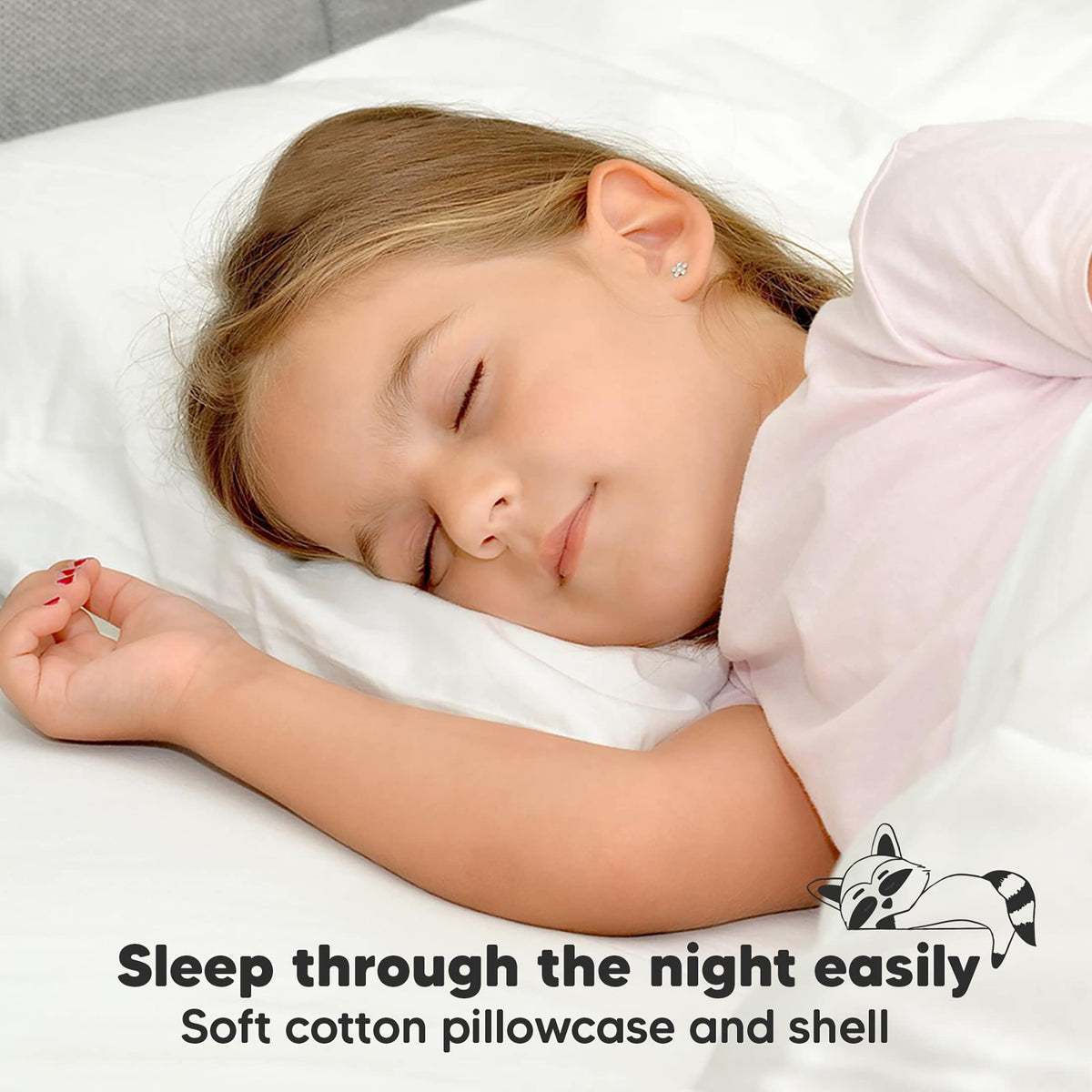 Toddler Pillow with Pillowcase, 13x18 My Little Dreamy Pillow (Soft White) | Kids Travel Bed Pillow for Sleep, Organic Cotton Small Pillowcase, Soft, Breathable, Machine Washable, Toddlers 2-5 years