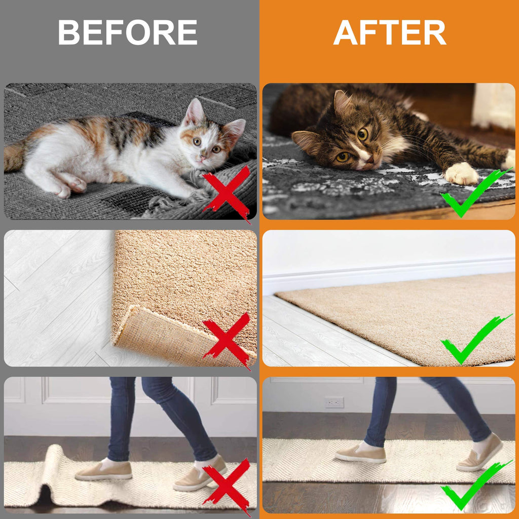 ZONGOOL 12PCS Rug Tape Non Slip Rug Pad Grippers Double Sided Carpet Tape | No Damage Floor Reusable Washable Grippers No Residue Rug Corners For Hardwood Tile&Laminate Floors Anti-Curl Rug Stickers