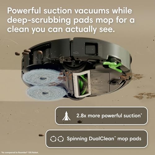 iRobot Roomba 415X Robot Vacuum & Mop Combo, 20,000Pa, 90 Days Self-Emptying, Multifunction Dock Self-Cleaning & Hot Dry, Smart Obstacle Avoidance, Lifting Spinning Mops, Ideal for Pet Hair