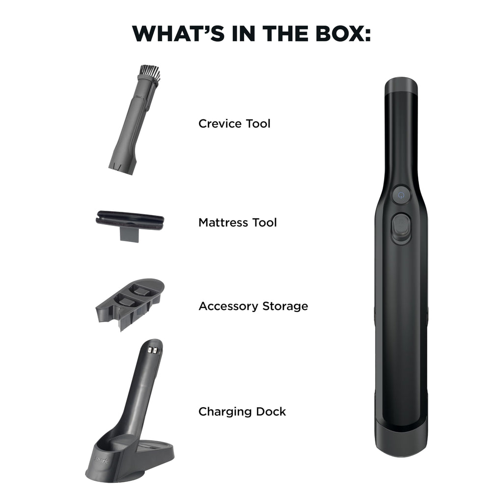 Shark WANDVAC Cordless Hand Vac, Black, WV201BK | Lightweight at 1.4 Lbs., Powerful Suction for Pet Hair, Charging Dock, One-Touch Empty, Car & Home, Duster Crevice Tool