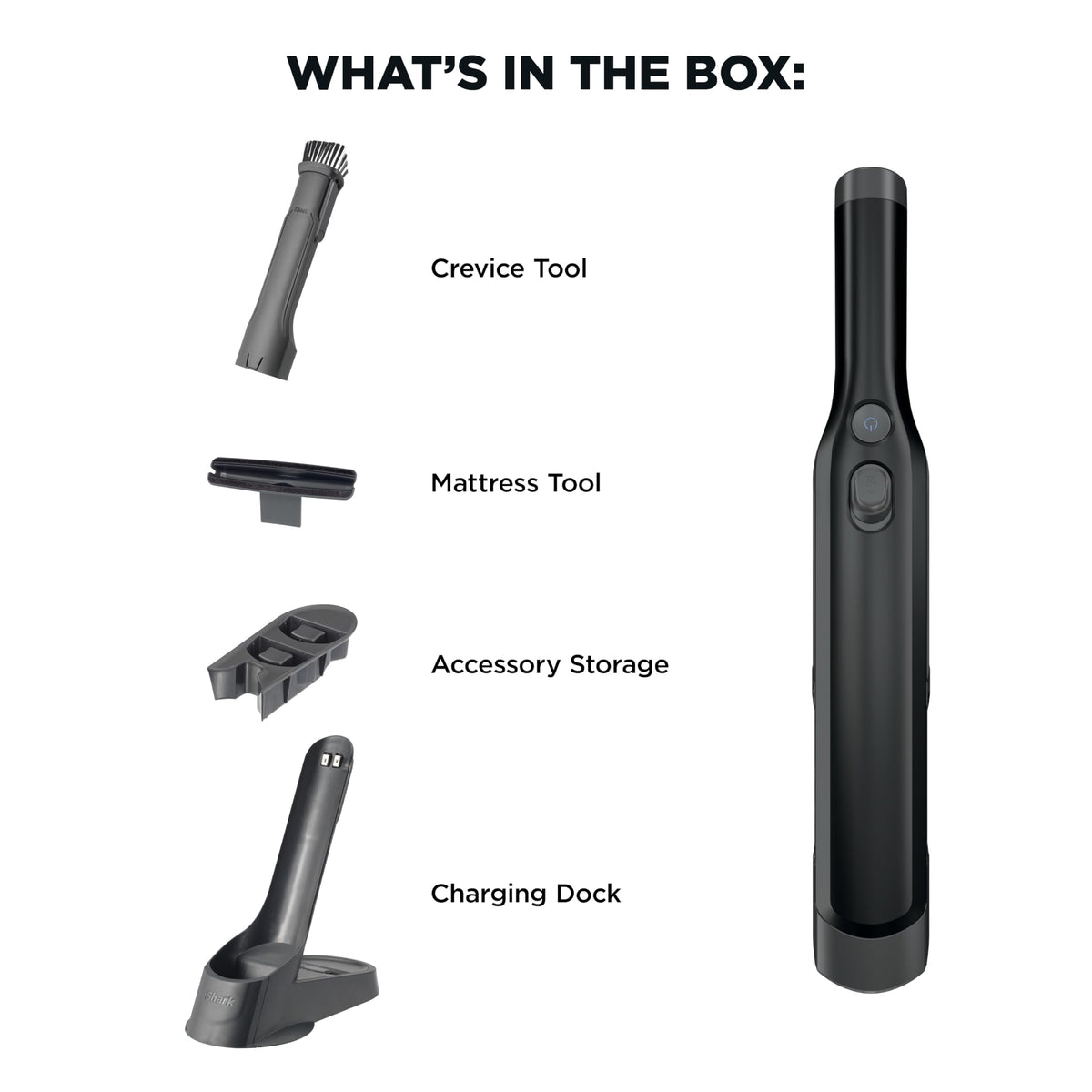 Shark WANDVAC Cordless Hand Vac, Black, WV201BK | Lightweight at 1.4 Lbs., Powerful Suction for Pet Hair, Charging Dock, One-Touch Empty, Car & Home, Duster Crevice Tool