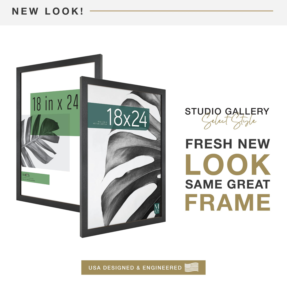 MCS Studio Gallery Poster Frame, 18x24, Black Woodgrain, 1-Pack | Studio Gallery Poster Frame For Photos & Art Prints, 18x24 Inch, Black Woodgrain Engineered Wood, 1-Pack