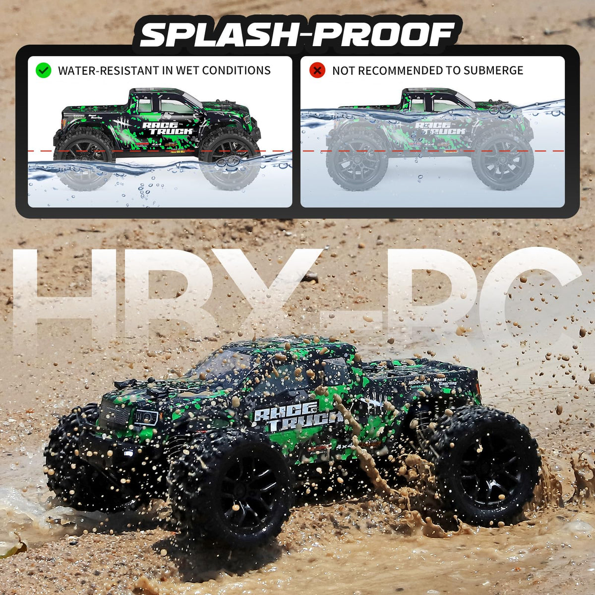 HAIBOXING 18859 1:18 Scale All Terrain RC Car, Hobby 4WD Remote Control Car | 2.4GHz Electric RC Vehicle 36 KPH High Speed 4X4 Waterproof Off-Road RC Truck with Two Rechargeable Batteries for RC Driving