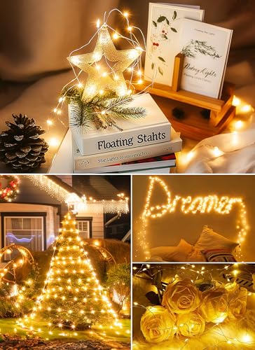 Minetom Twinkle Fairy Lights Plug in, 33ft 100 LEDs USB String Lights | with Remote and Timer, Waterproof 8 Modes for Bedroom Indoor Wreath DIY Wedding Holiday Christmas Decorations, Warm White