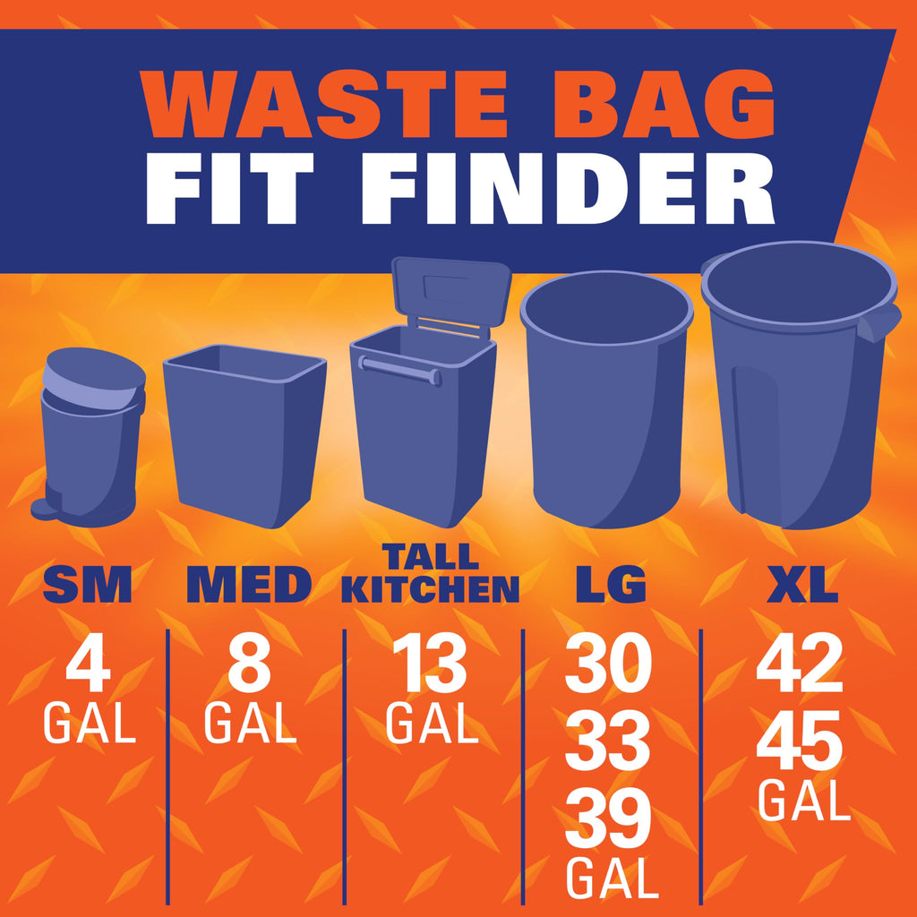 Hefty Strong 30 Gallon Trash Bags, Large Trash Bags 30 Gallon Size, Durable Drawstring Enclosure, Resists Punctures, Leaks, and Tears, Black, Unscented, 56 Bags