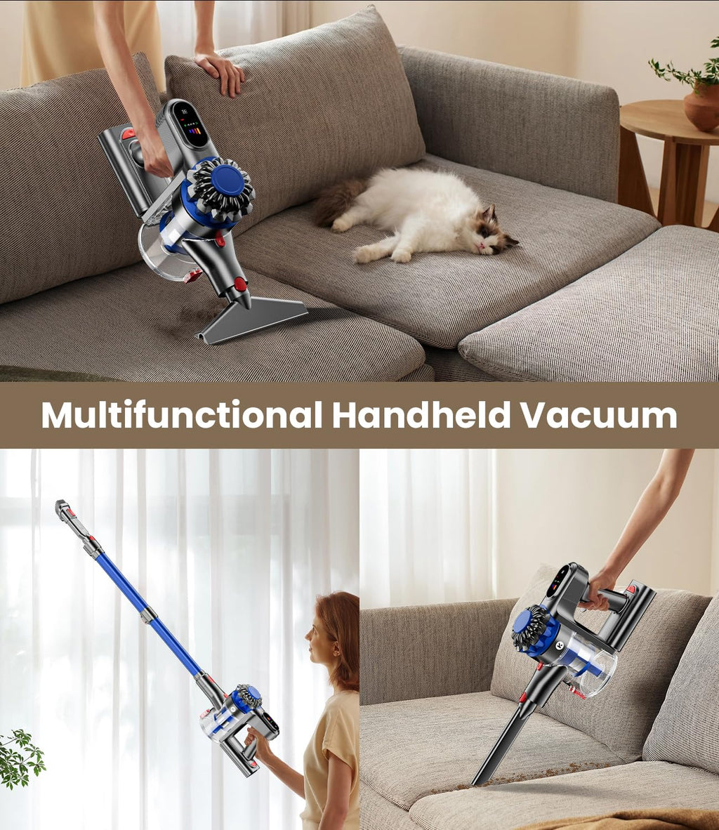 KARDV Cordless Vacuum Cleaner, 500W/40Kpa Vacuum Cleaners for Home, 60Mins Stick Vacuum with LED Display, Anti-Tangle Wireless Vacuum, 8 in 1 Lightweight Vacuum for Hard Floors Carpet Pet Hair