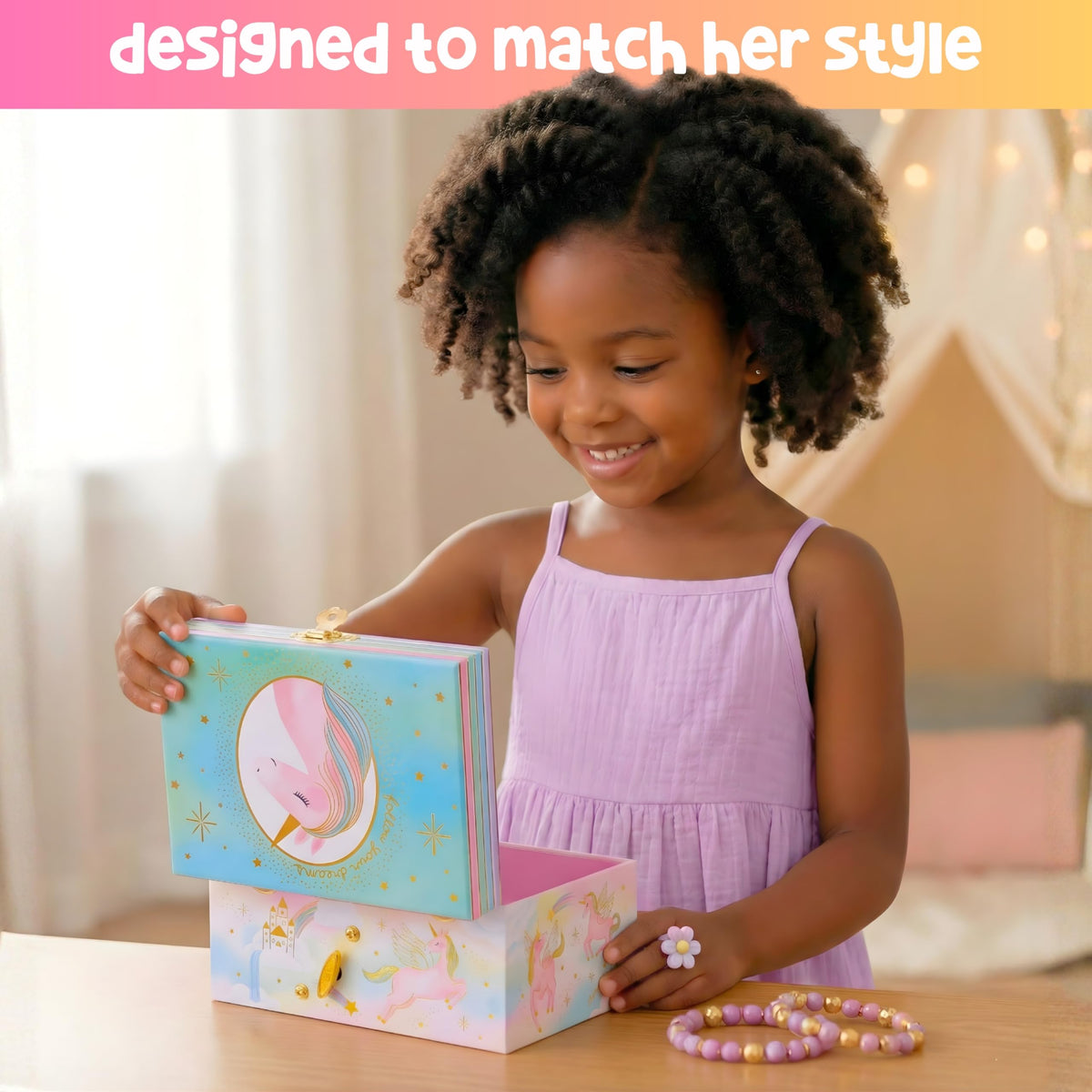 Giggle & Honey® Musical Unicorn Jewelry Box for Girls | Music Boxes for Little Girls, Toddler Jewelry Box for 4 Year Old Kids, Toys for Toddlers, Birthday Gifts for Kids 5-9 Years