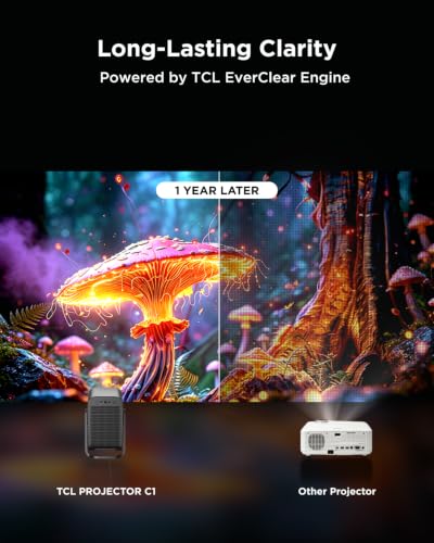 TCL C1 Smart Google TV Projector, WiFi and Bluetooth, 285° Rotating Gimbal | 1080P HDR10，Sealed Optical Engine, Auto Focus & Keystone, 4K Support, Dolby Audio, Portable for Home/Outdoor Movies