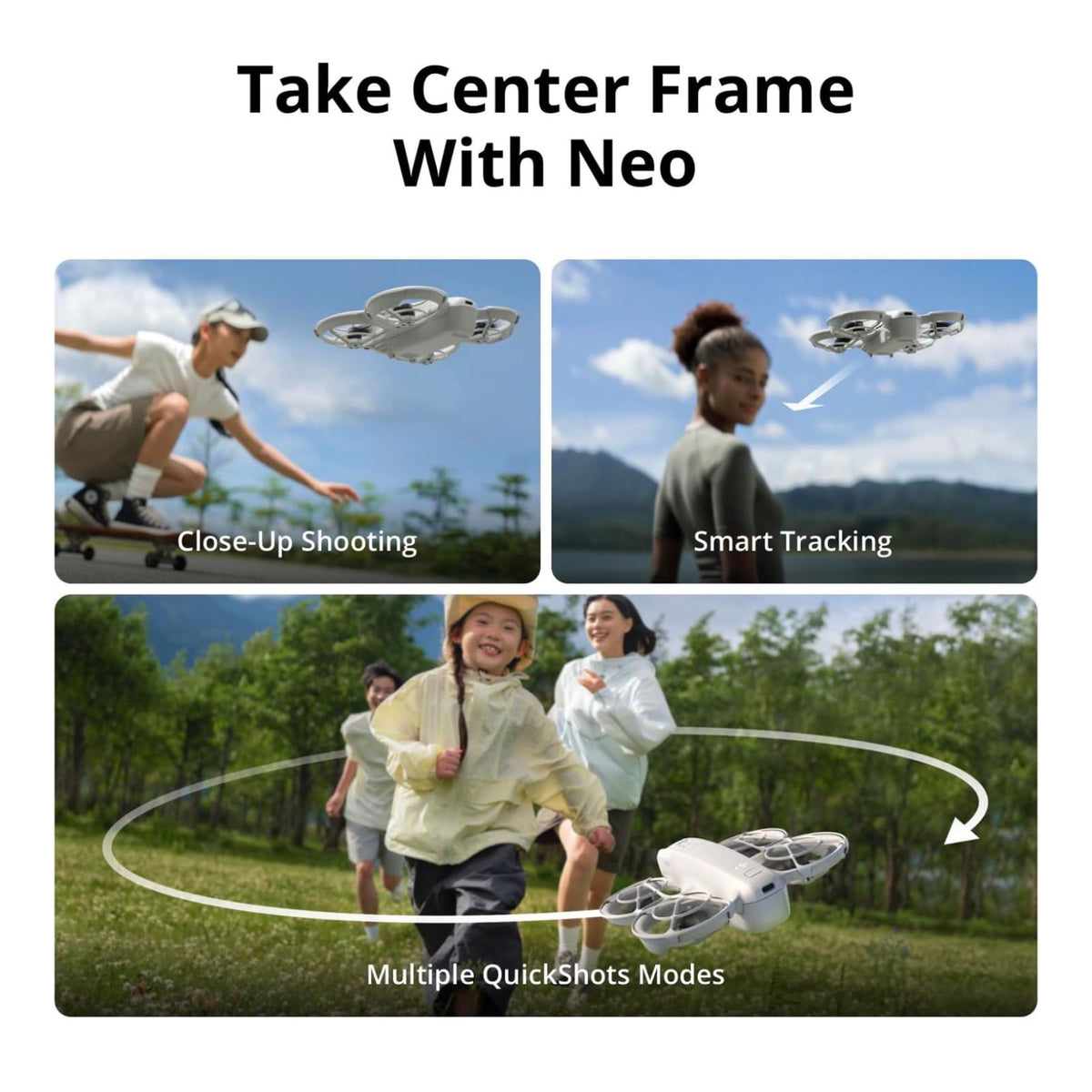 DJI Neo, Mini Drone with 4K UHD Camera for Adults, 135g Self Flying Drone that Follows You, Palm Takeoff, Subject Tracking, QuickShots, Stabilized Video, Built-In Propeller Guard (Controller-Free)