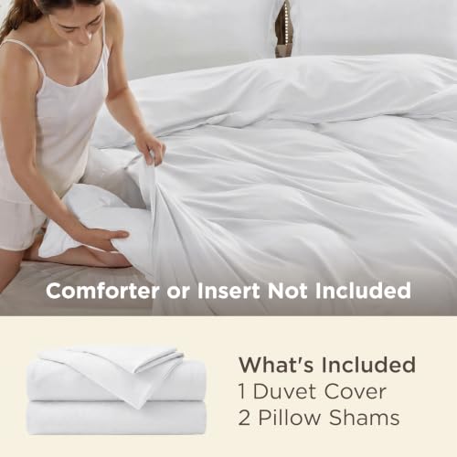 Bedsure Duvet Cover Queen Size, 3Pcs Soft Double Brushed Bedding Set, White | For Kids & Adults, 90"x90" Comforter Cover, Hotel Luxury, All Season, Breathable, Easy Care, Lightweight, Zipper Closure