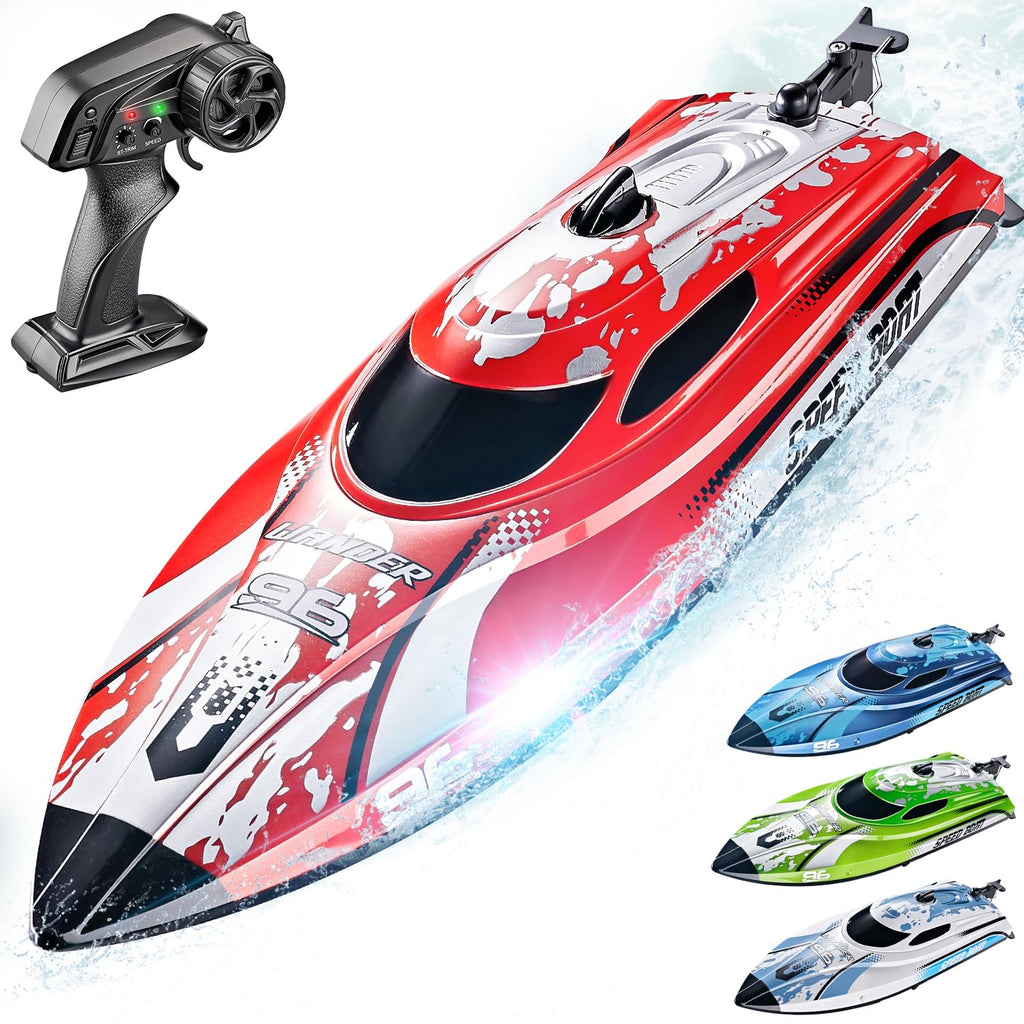 BEZGAR RC Boat TX126-12 Inch Remote Control Boat for Lakes and Pools | 25 KPH High Speed; Waterproof Design; 700mAh Rechargeable Battery; Ideal Toy Boat for Kids Adults; Red