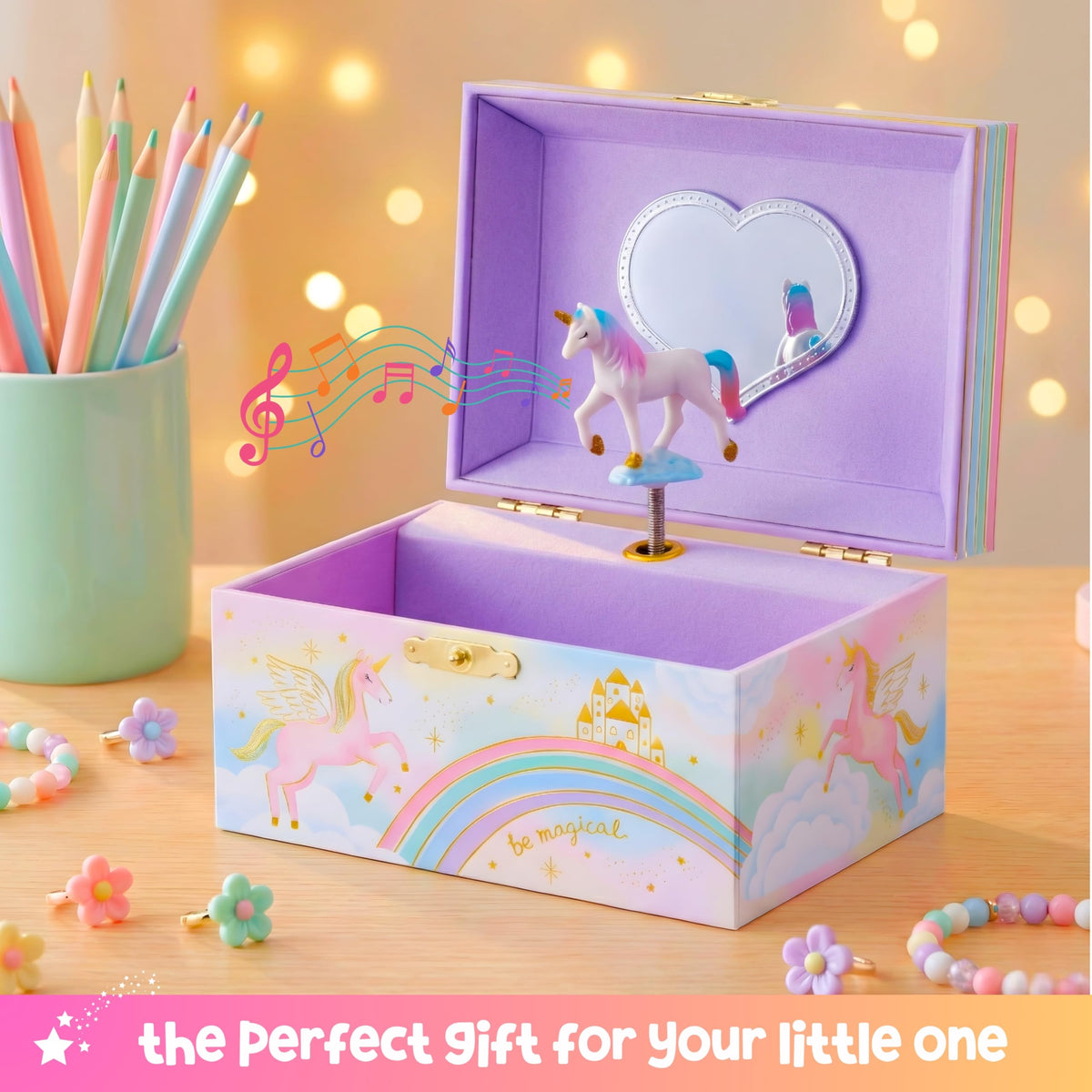 Giggle & Honey® Musical Unicorn Jewelry Box for Girls | Music Boxes for Little Girls, Toddler Jewelry Box for 4 Year Old Kids, Toys for Toddlers, Birthday Gifts for Kids 5-9 Years